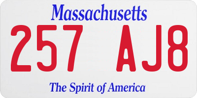 MA license plate 257AJ8
