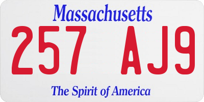 MA license plate 257AJ9