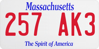 MA license plate 257AK3