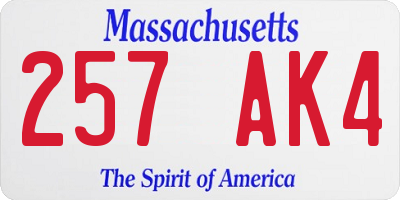 MA license plate 257AK4