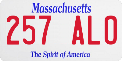 MA license plate 257AL0