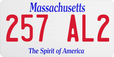 MA license plate 257AL2