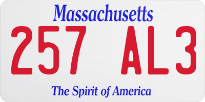 MA license plate 257AL3