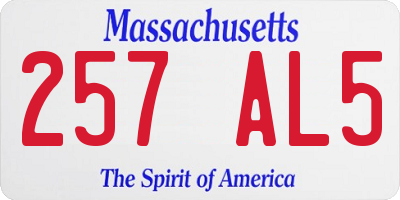 MA license plate 257AL5