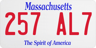 MA license plate 257AL7