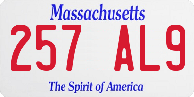 MA license plate 257AL9
