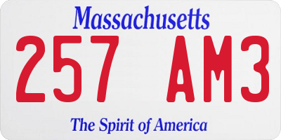 MA license plate 257AM3