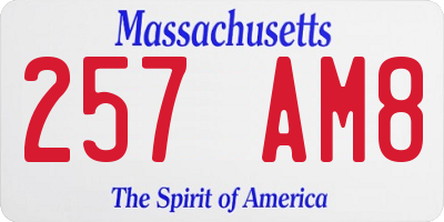 MA license plate 257AM8
