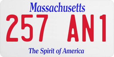 MA license plate 257AN1