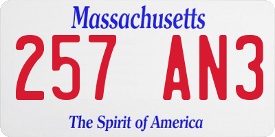 MA license plate 257AN3