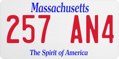 MA license plate 257AN4