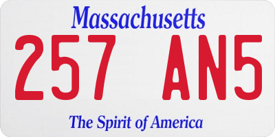 MA license plate 257AN5