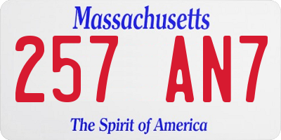 MA license plate 257AN7
