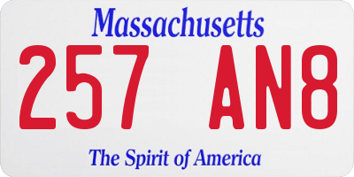 MA license plate 257AN8