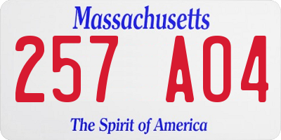 MA license plate 257AO4