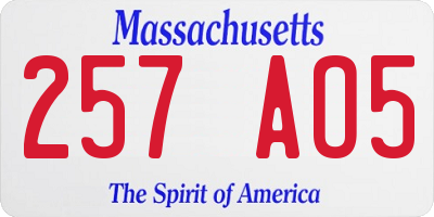 MA license plate 257AO5