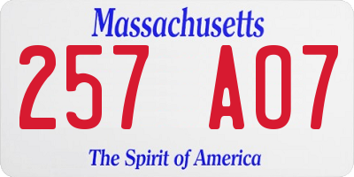 MA license plate 257AO7