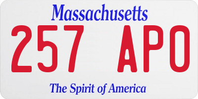 MA license plate 257AP0