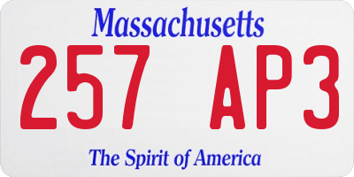 MA license plate 257AP3