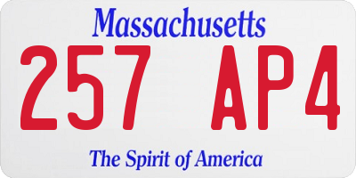 MA license plate 257AP4