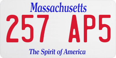 MA license plate 257AP5