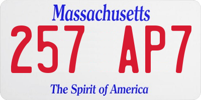 MA license plate 257AP7