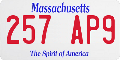 MA license plate 257AP9