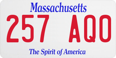 MA license plate 257AQ0