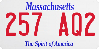 MA license plate 257AQ2