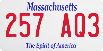 MA license plate 257AQ3
