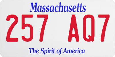 MA license plate 257AQ7