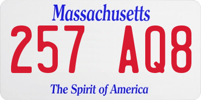 MA license plate 257AQ8