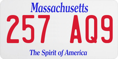 MA license plate 257AQ9