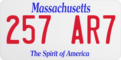 MA license plate 257AR7