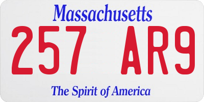 MA license plate 257AR9