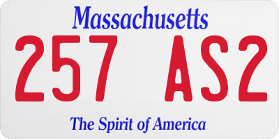 MA license plate 257AS2