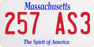 MA license plate 257AS3