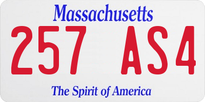 MA license plate 257AS4