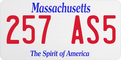 MA license plate 257AS5