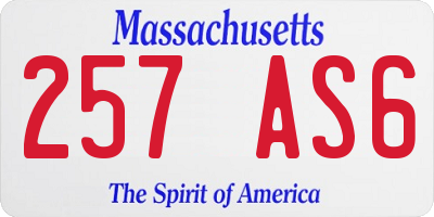 MA license plate 257AS6