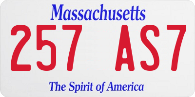 MA license plate 257AS7
