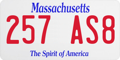 MA license plate 257AS8