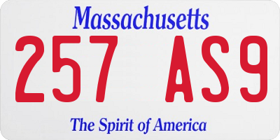 MA license plate 257AS9