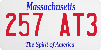 MA license plate 257AT3