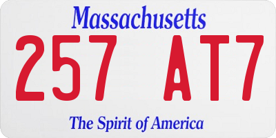 MA license plate 257AT7