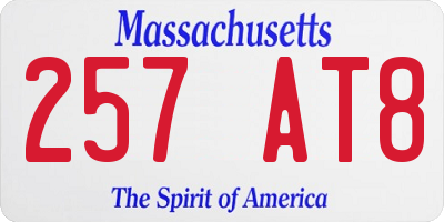 MA license plate 257AT8