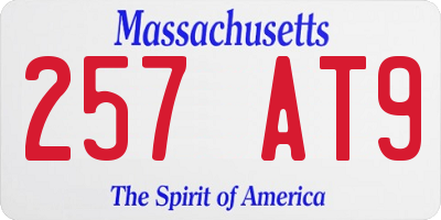 MA license plate 257AT9