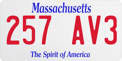 MA license plate 257AV3