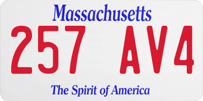 MA license plate 257AV4