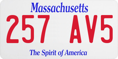 MA license plate 257AV5